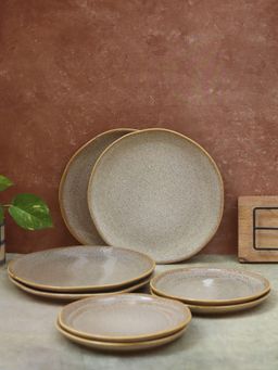 WEAVING HOMES - Beige Artisanal Dinner Set of 8