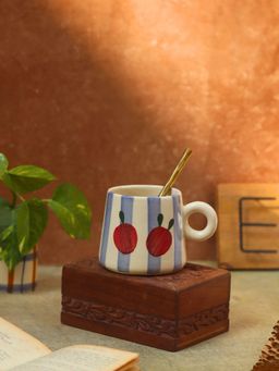 WEAVING HOMES - Blue Stripes Cherry Mug