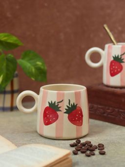 WEAVING HOMES - Pink Stripes Cherry Mug