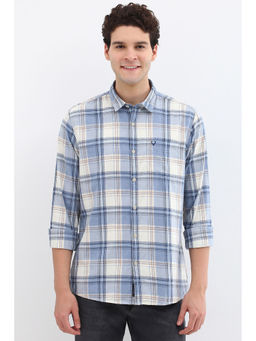 Allen Solly - Men Blue Custom Fit Check Full Sleeves Casual Shirts