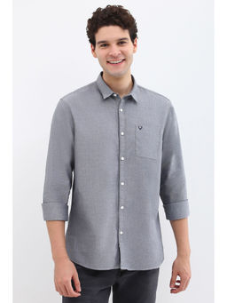 Allen Solly - Men Grey Custom Fit Textured Full Sleeves Casual Shirts