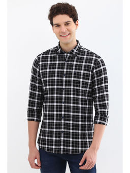 Allen Solly - Men Black Custom Fit Check Full Sleeves Casual Shirts
