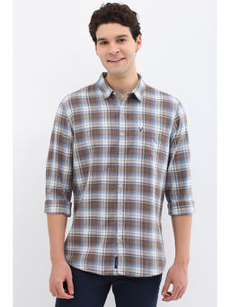 Allen Solly - Men Brown Custom Fit Check Full Sleeves Casual Shirts