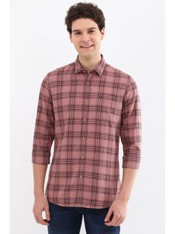 Allen Solly - Men Pink Custom Fit Check Full Sleeves Casual Shirts