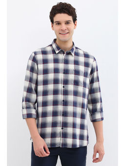 Allen Solly - Men Blue Custom Fit Check Full Sleeves Casual Shirts