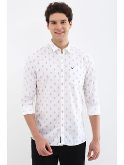 Allen Solly - Men White Custom Fit Print Full Sleeves Casual Shirts