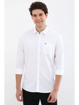 Allen Solly - Men White Custom Fit Solid Full Sleeves Casual Shirts