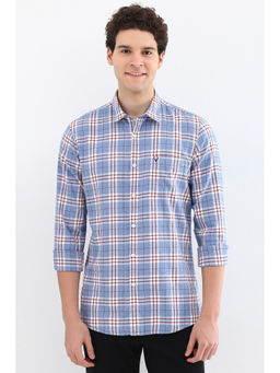 Allen Solly - Men Blue Custom Fit Check Full Sleeves Casual Shirts