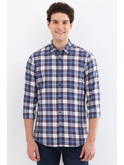 Allen Solly - Men Blue Custom Fit Check Full Sleeves Casual Shirts