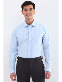 Allen Solly - Men Light Blue Slim Fit Stripe Full Sleeves Formal Shirt