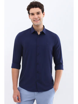 Allen Solly - Men Navy Slim Fit Solid Full Sleeves Casual Shirts