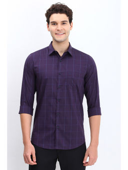 Allen Solly - Men Purple Slim Fit Check Full Sleeves Casual Shirts