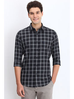 Allen Solly - Men Black Slim Fit Check Full Sleeves Casual Shirts