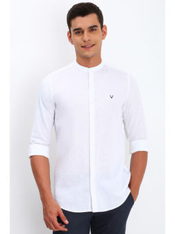Allen Solly - Men White Slim Fit Textured Full Sleeves Casual Shirts