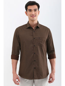 Allen Solly - Men Brown Slim Fit Print Full Sleeves Casual Shirts