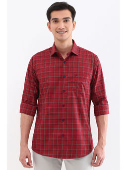 Allen Solly - Men Red Slim Fit Check Full Sleeves Casual Shirts