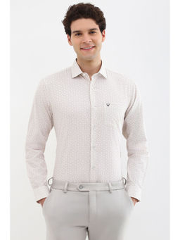 Allen Solly - Men White Slim Fit Print Full Sleeves Formal Shirt
