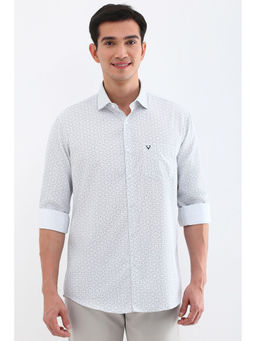 Allen Solly - Men White Slim Fit Print Full Sleeves Casual Shirts