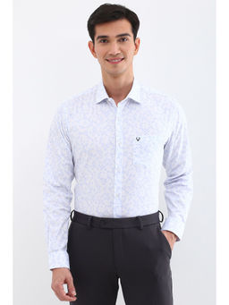 Allen Solly - Men White Slim Fit Print Full Sleeves Formal Shirt