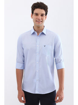 Allen Solly - Men Light Blue Slim Fit Stripe Full Sleeves Casual Shirts