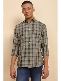 Allen Solly - Men Olive Slim Fit Check Full Sleeves Casual Shirts