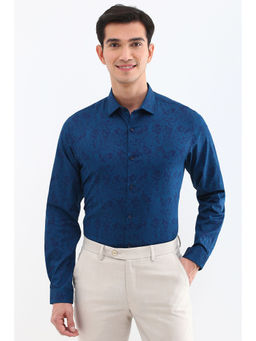 Allen Solly - Men Blue Slim Fit Print Full Sleeves Formal Shirt