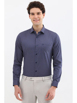 Allen Solly - Men Navy Slim Fit Print Full Sleeves Formal Shirt