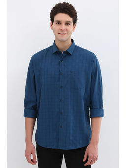 Allen Solly - Men Blue Slim Fit Check Full Sleeves Casual Shirts
