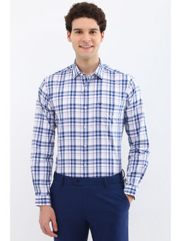 Allen Solly - Men White Slim Fit Check Full Sleeves Formal Shirt