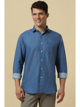 Allen Solly - Men Blue Slim Fit Print Full Sleeves Casual Shirts