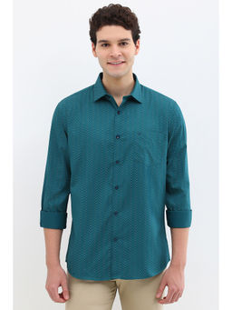 Allen Solly - Men Green Slim Fit Print Full Sleeves Casual Shirts