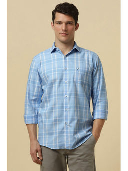 Allen Solly - Men Light Blue Slim Fit Check Full Sleeves Casual Shirts
