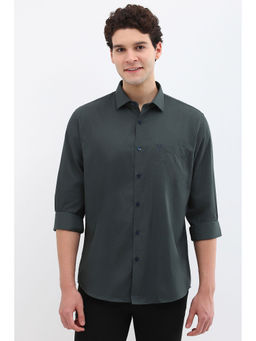 Allen Solly - Men Olive Slim Fit Print Full Sleeves Casual Shirts