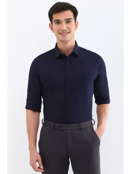 Allen Solly - Men Navy Slim Fit Solid Full Sleeves Formal Shirt