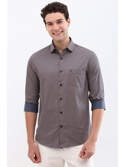 Allen Solly - Men Grey Slim Fit Print Full Sleeves Casual Shirts