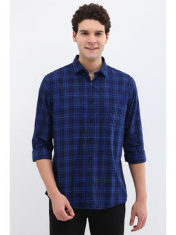 Allen Solly - Men Blue Slim Fit Check Full Sleeves Casual Shirts