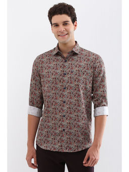 Allen Solly - Men Grey Slim Fit Print Full Sleeves Casual Shirts