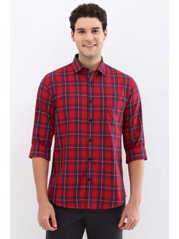 Allen Solly - Men Red Slim Fit Check Full Sleeves Casual Shirts