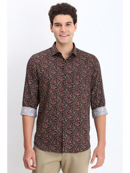 Allen Solly - Men Brown Slim Fit Print Full Sleeves Casual Shirts