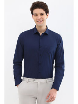 Allen Solly - Men Navy Slim Fit Print Full Sleeves Formal Shirt