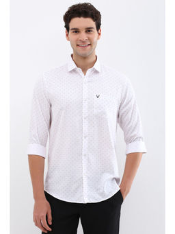 Allen Solly - Men White Slim Fit Print Full Sleeves Casual Shirts