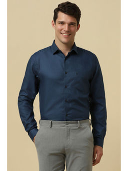 Allen Solly - Men Navy Slim Fit Textured Full Sleeves Formal Shirt