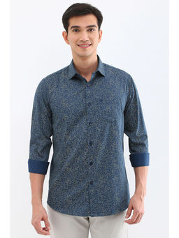 Allen Solly - Men Blue Slim Fit Print Full Sleeves Casual Shirts