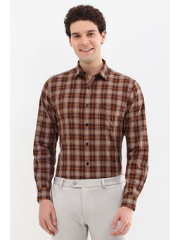 Allen Solly - Men Brown Slim Fit Check Full Sleeves Formal Shirt