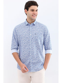 Allen Solly - Men Blue Slim Fit Print Full Sleeves Casual Shirts