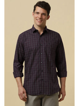 Allen Solly - Men Purple Slim Fit Check Full Sleeves Casual Shirts