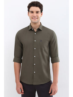 Allen Solly - Men Olive Slim Fit Solid Full Sleeves Casual Shirts