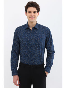 Allen Solly - Men Navy Slim Fit Print Full Sleeves Formal Shirt
