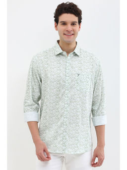 Allen Solly - Men White Slim Fit Print Full Sleeves Casual Shirts