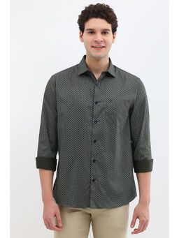 Allen Solly - Men Olive Slim Fit Print Full Sleeves Casual Shirts